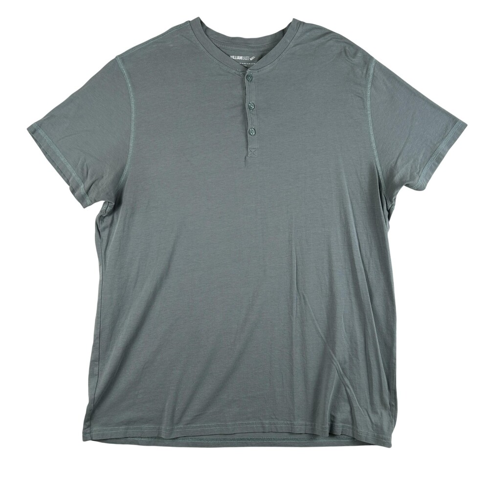 William Rast Shirt Mens 2XL Green Short Sleeve Knit Henley Tagless Casual Tee